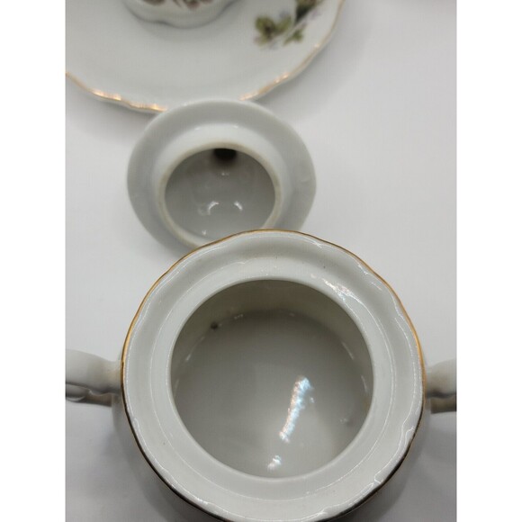 Royal Sealy Moss Rose China Mini Teapot, Creamer & Sugar w/Lid Made in Japan - Picture 13 of 16